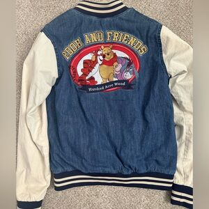 Disney Winnie the Pooh denim varsity jacket size xs